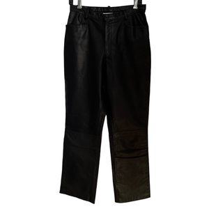 HIGH WAISTED BLACK LEATHER PANTS BY LES AILES DE LA MODE